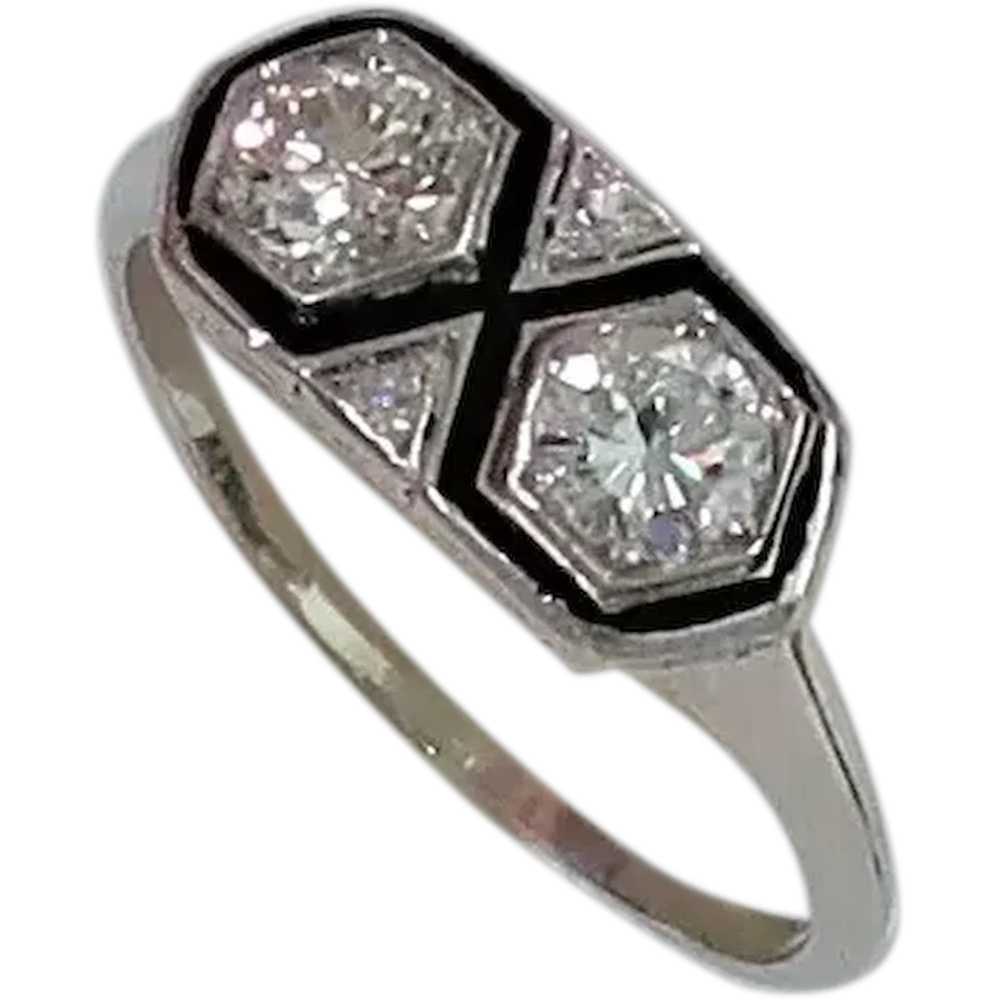1920's .76tcw Diamond Platinum Art Deco Ring - image 2