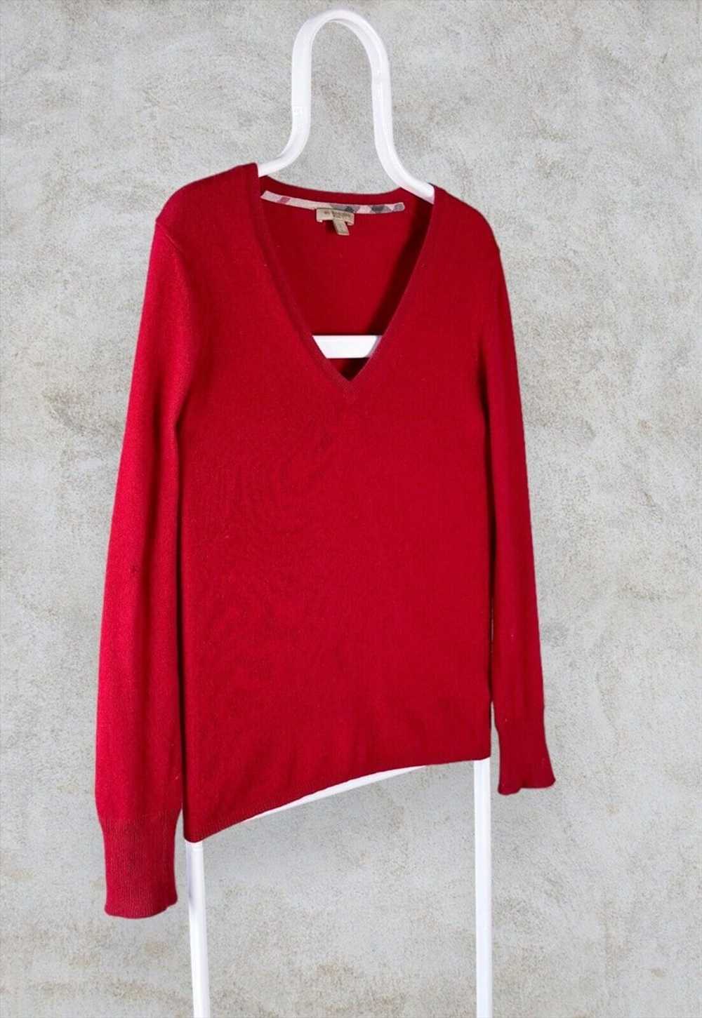 Burberry Brit Cashmere Jumper Red V Neck Women's … - image 2