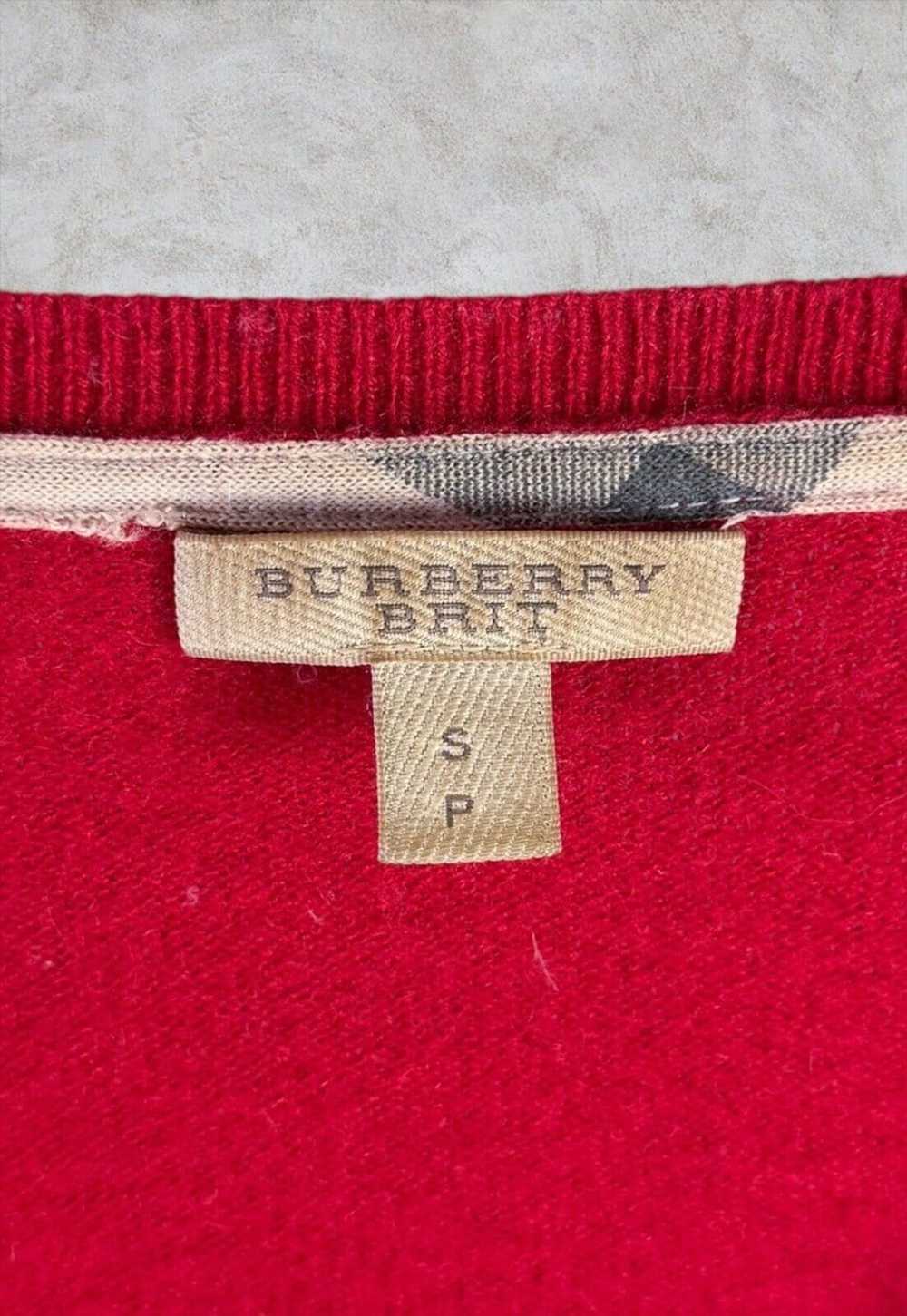 Burberry Brit Cashmere Jumper Red V Neck Women's … - image 5