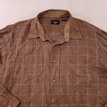 Haggar Haggar Windowpane Flannel Shirt Mens Size L