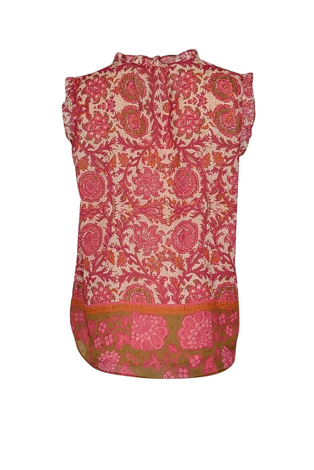 Joie - Pink, Orange & Brown Floral Print Sleevele… - image 3