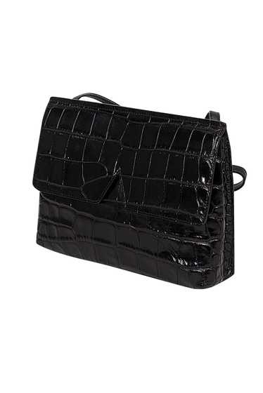 Vince - Black Crocodile Embossed Cow Leather Cross