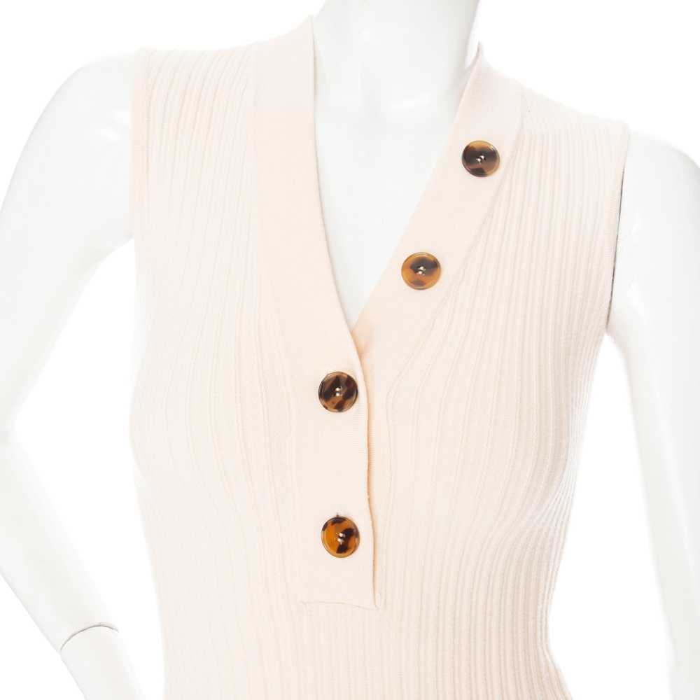 Cream Wool-Blend Knit Button Down Bodysuit - image 5