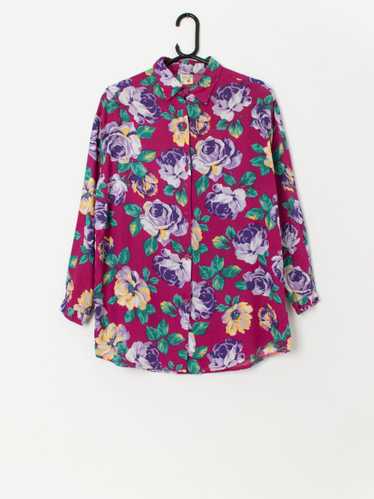 80s vintage Topshop blouse with vibrant rose print