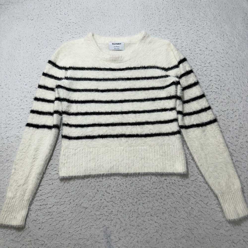 Old Navy Old Navy Small Crewneck White Black Stri… - image 1