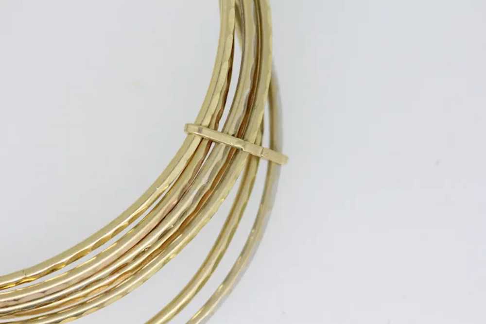 14k Tri Color Gold Multi Layer Bangle Bracelet - image 3