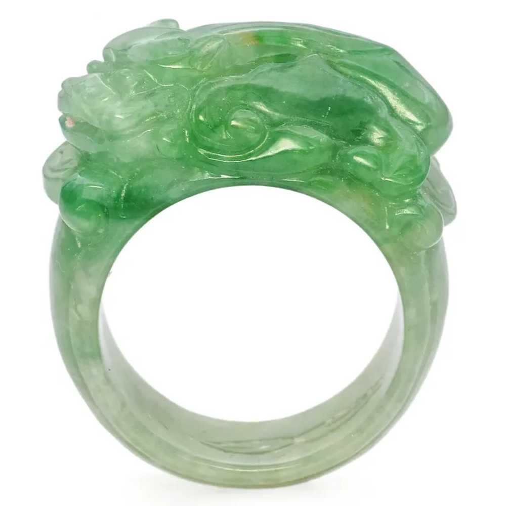 Grade A Translucent Green Jade Carved Saddle Band… - image 4