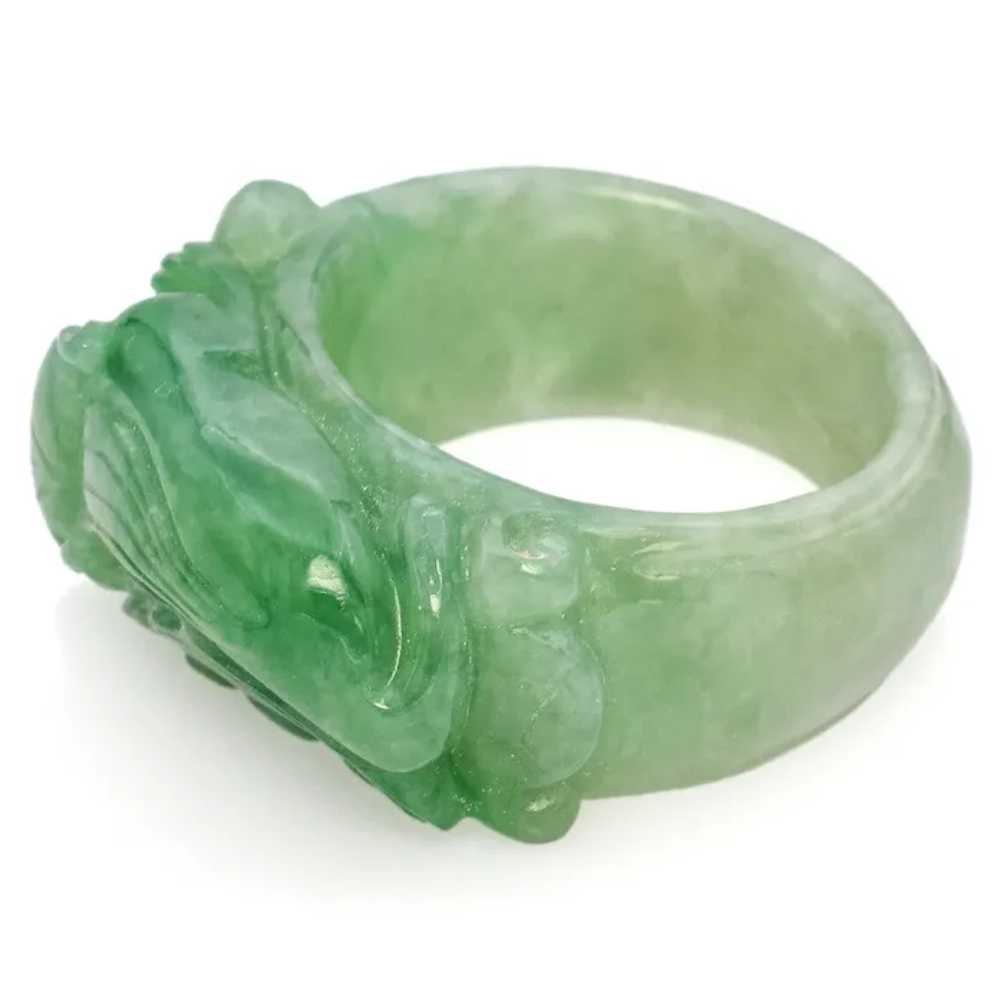 Grade A Translucent Green Jade Carved Saddle Band… - image 5