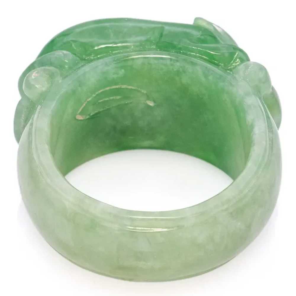 Grade A Translucent Green Jade Carved Saddle Band… - image 6