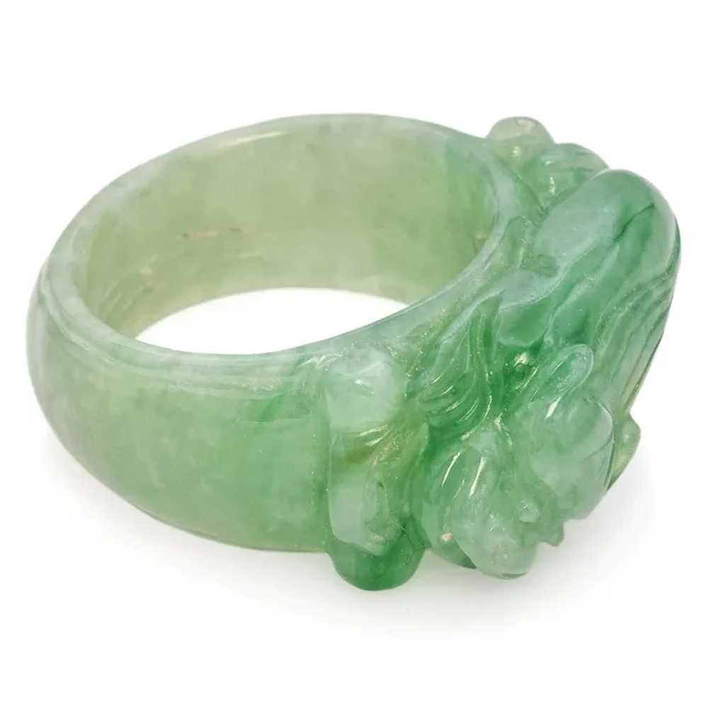 Grade A Translucent Green Jade Carved Saddle Band… - image 7