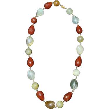 14k FIC Jade, Carnelian, & Agate Stone Necklace