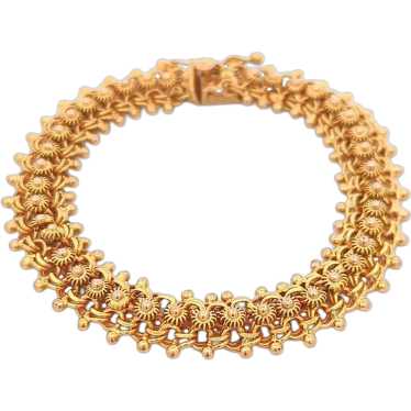 Estate Fancy Floral Link Bracelet in 14K Gold