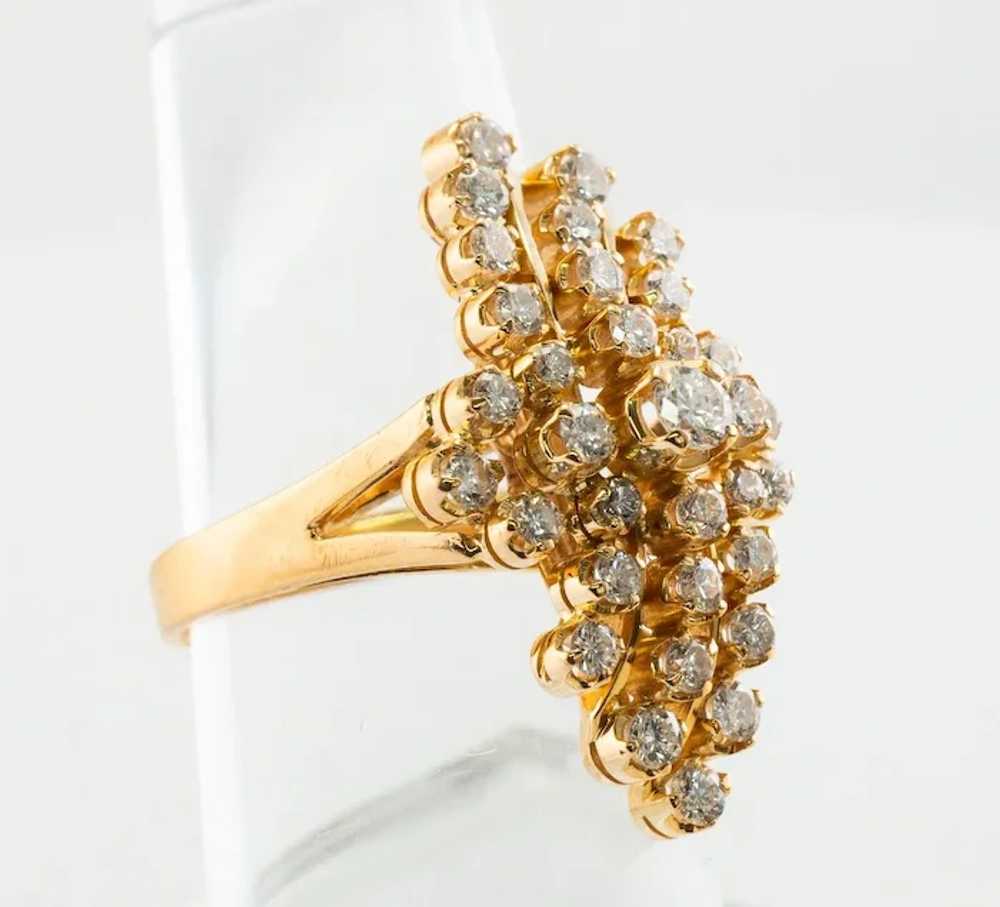 20K Gold Natural Diamond Ring Cluster Floral 1.27… - image 2