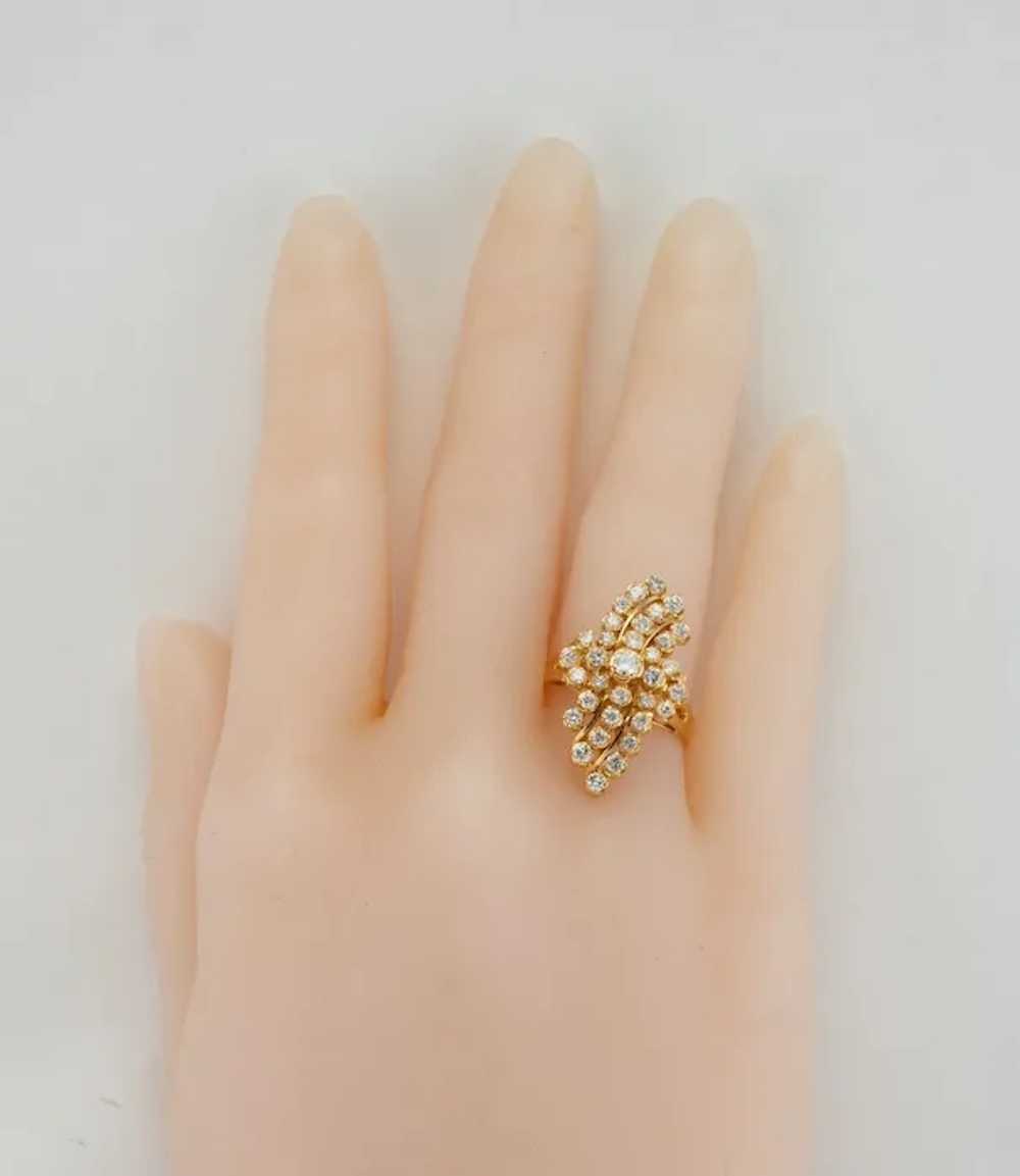 20K Gold Natural Diamond Ring Cluster Floral 1.27… - image 3