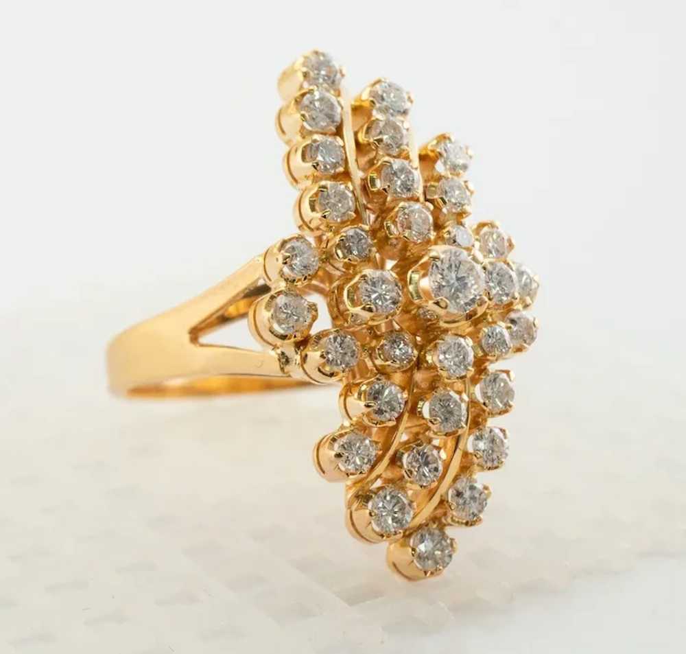 20K Gold Natural Diamond Ring Cluster Floral 1.27… - image 7