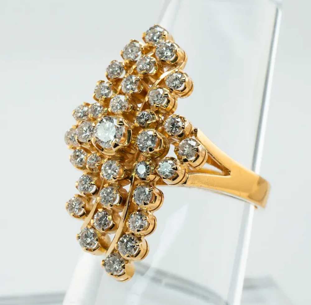 20K Gold Natural Diamond Ring Cluster Floral 1.27… - image 9