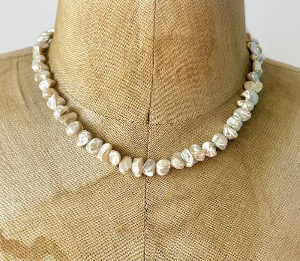 Pearl Necklace, White Pearls, Toggle, Sterling Si… - image 6