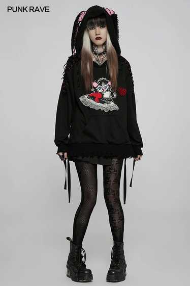 Other Punk Rave Skull Pattern Black Lace Leggings - image 1