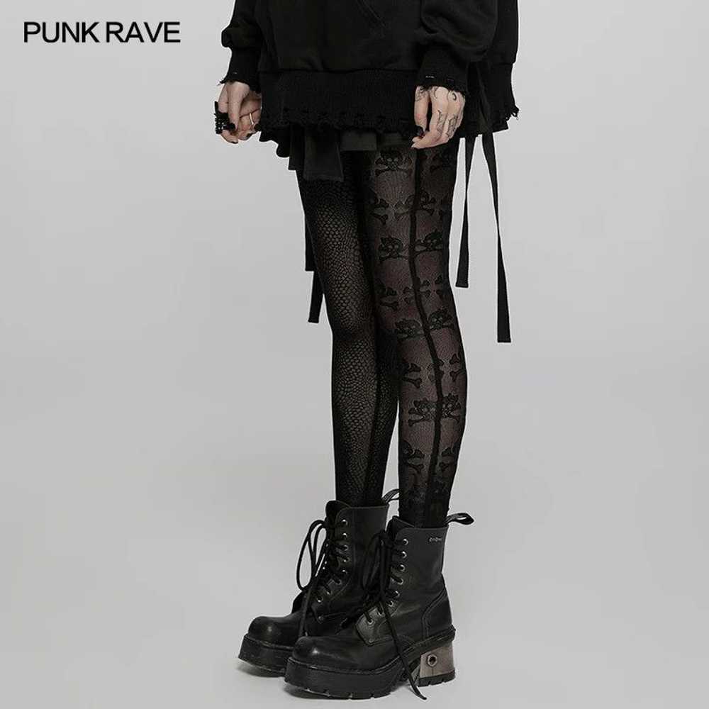 Other Punk Rave Skull Pattern Black Lace Leggings - image 2