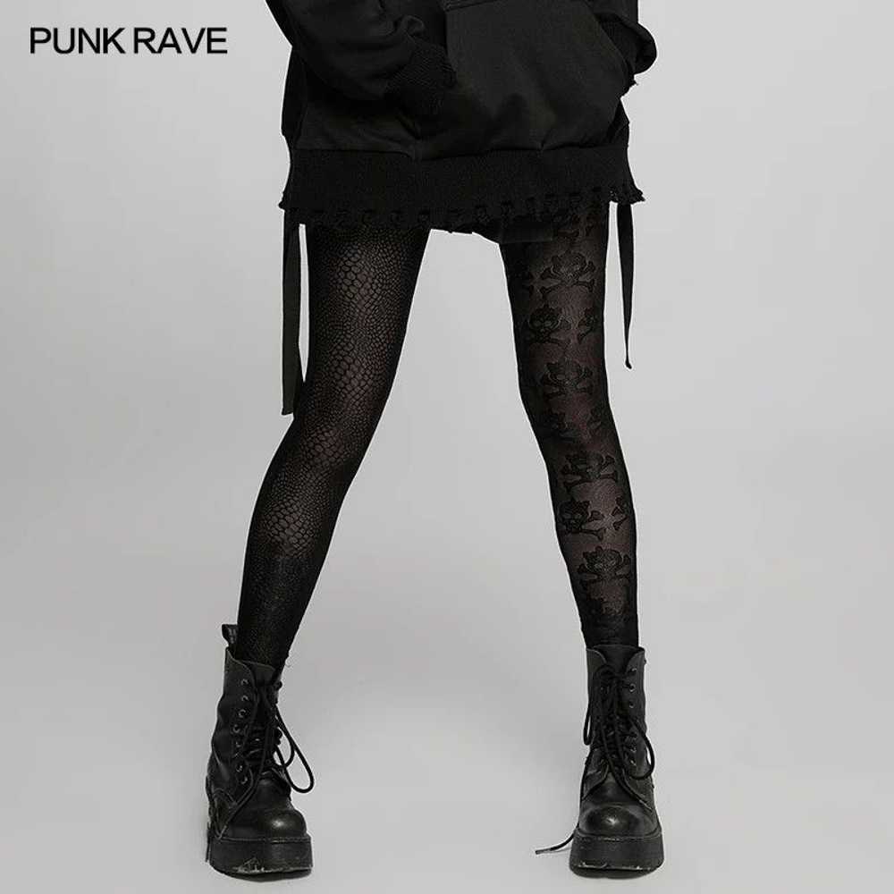 Other Punk Rave Skull Pattern Black Lace Leggings - image 3