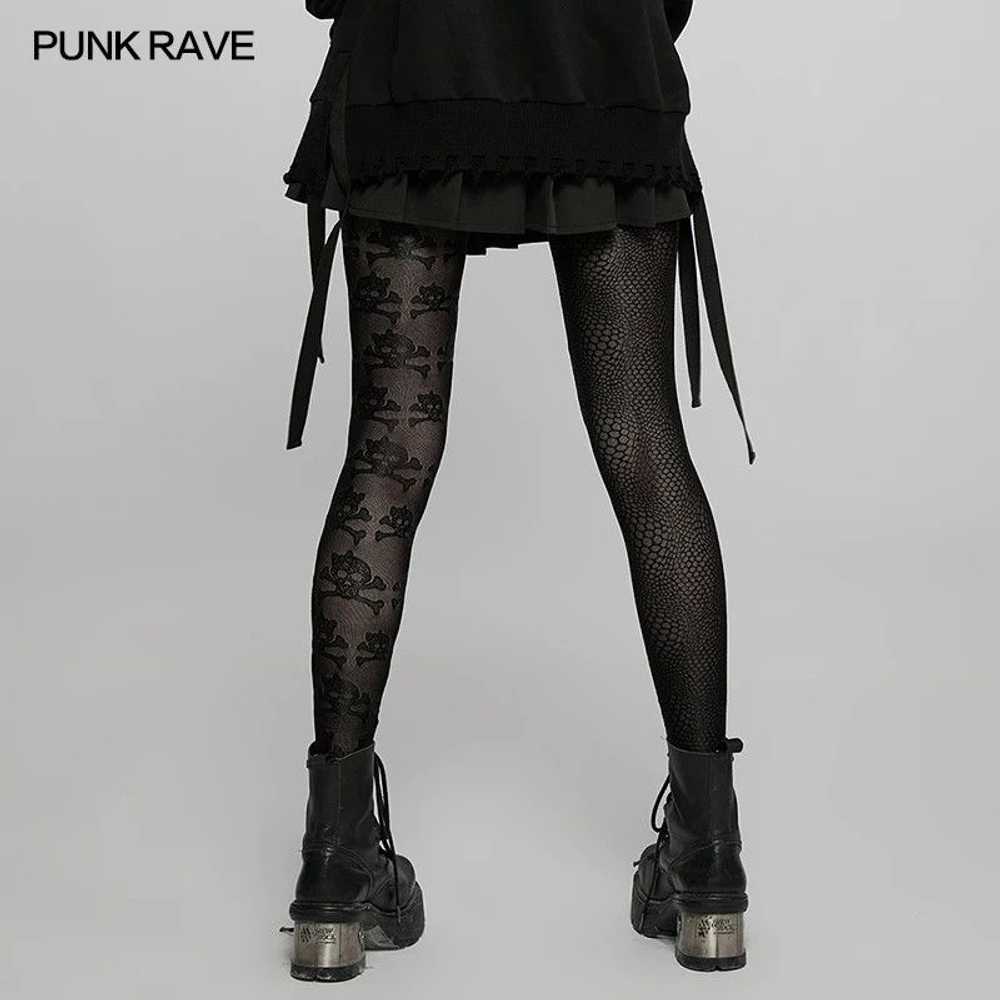 Other Punk Rave Skull Pattern Black Lace Leggings - image 4