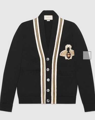 Gucci Gucci Mens Wool Cardigan With Bee Appliqué