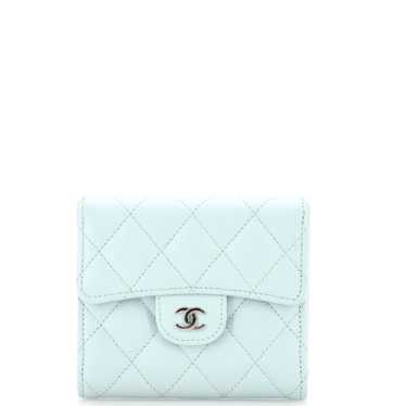 CHANEL Trifold Flap Wallet Quilted Caviar Small