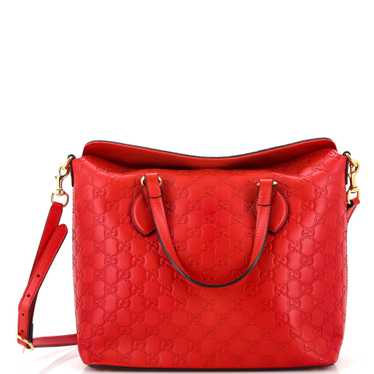 GUCCI Signature Fold Over Tote Guccissima Leather 