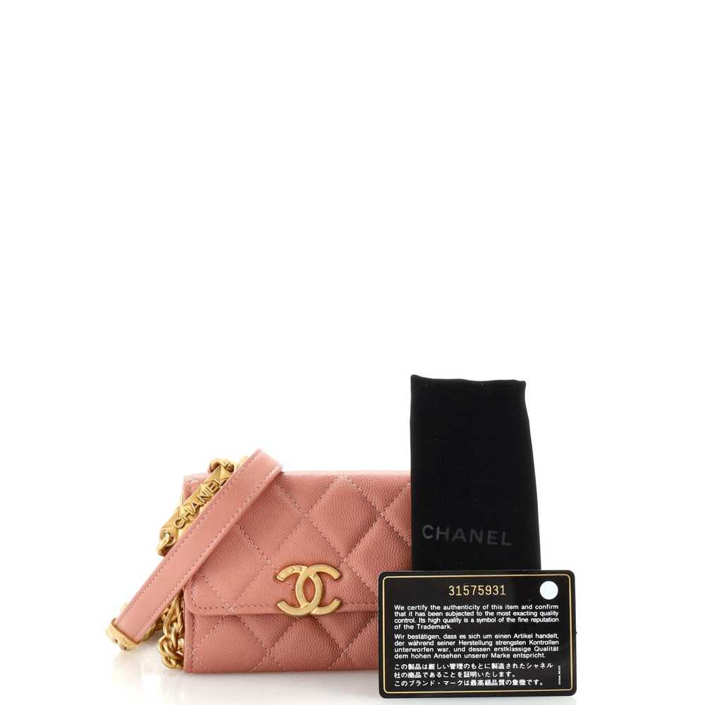 CHANEL Plate Logo CC Flap Card Holder on Chain Qu… - image 2