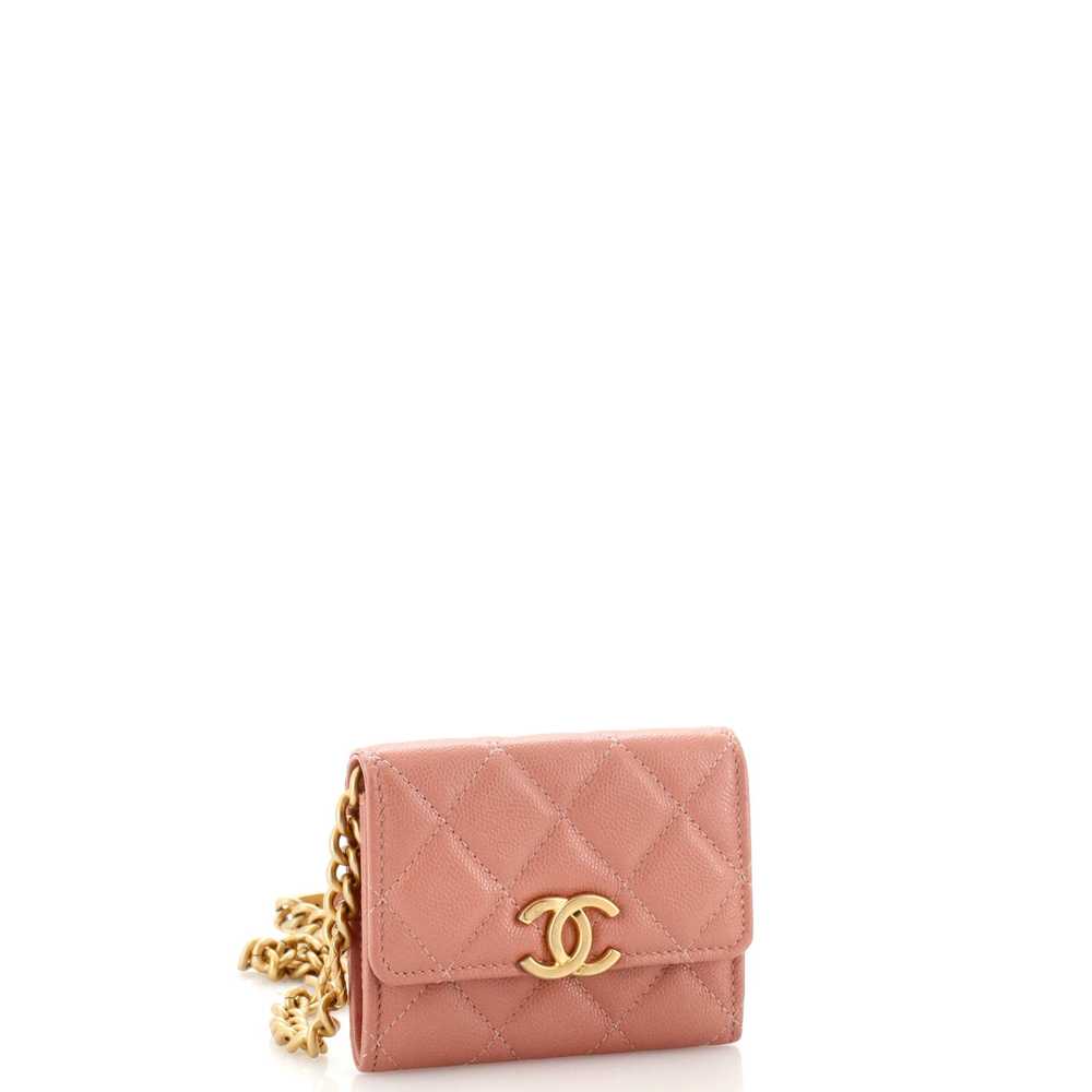 CHANEL Plate Logo CC Flap Card Holder on Chain Qu… - image 3