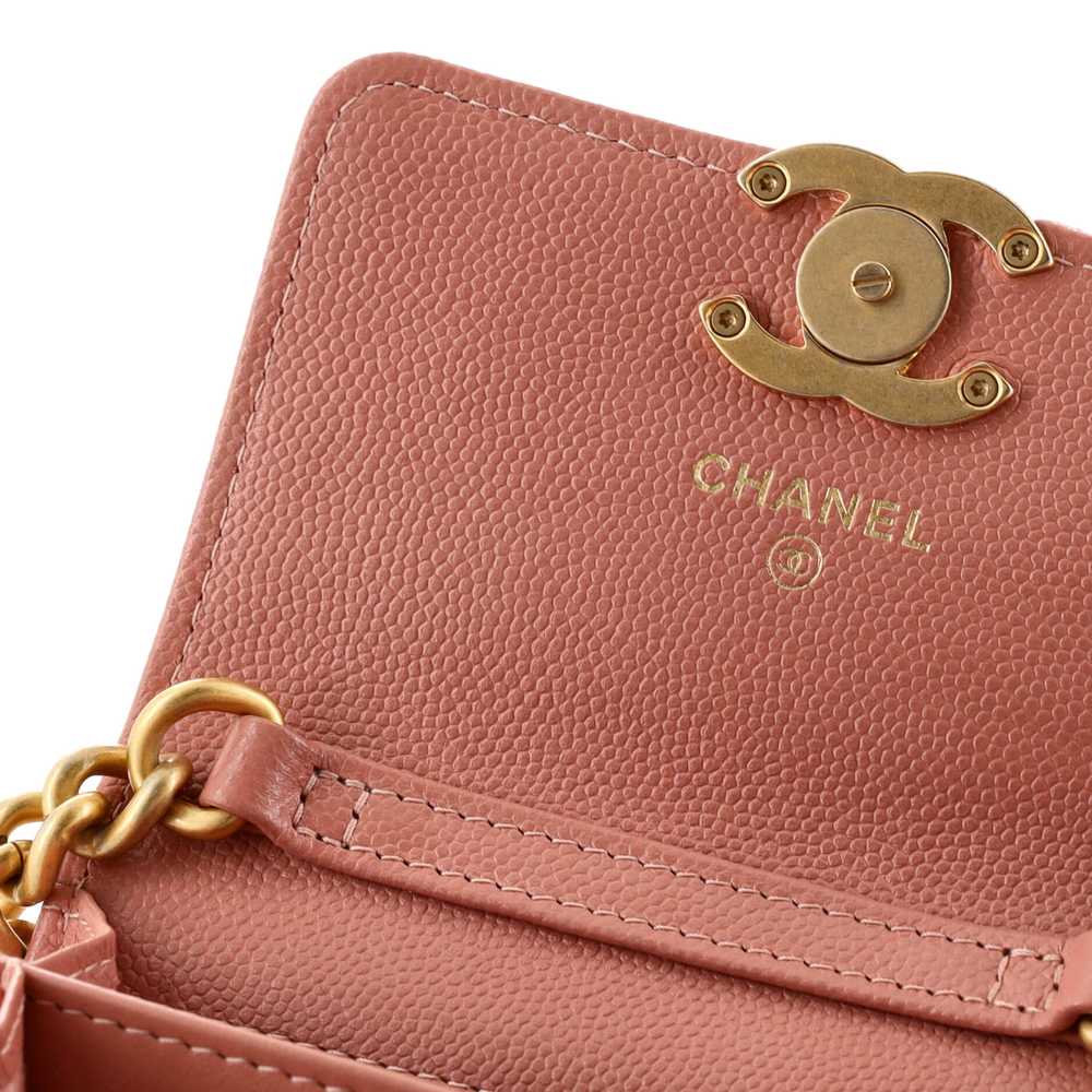 CHANEL Plate Logo CC Flap Card Holder on Chain Qu… - image 7