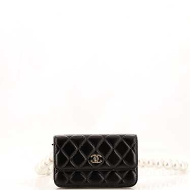 CHANEL Pearl Strap Clutch with Chain Quilted Calf… - image 1