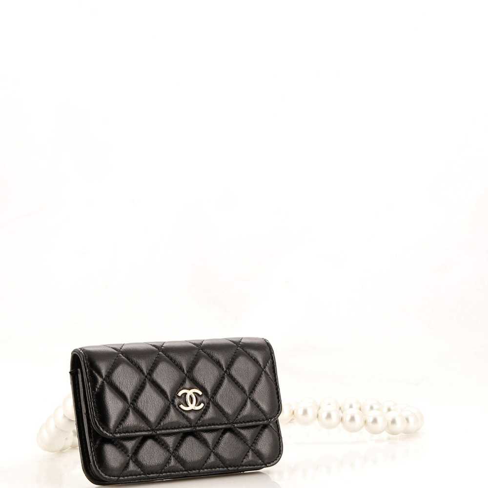 CHANEL Pearl Strap Clutch with Chain Quilted Calf… - image 2