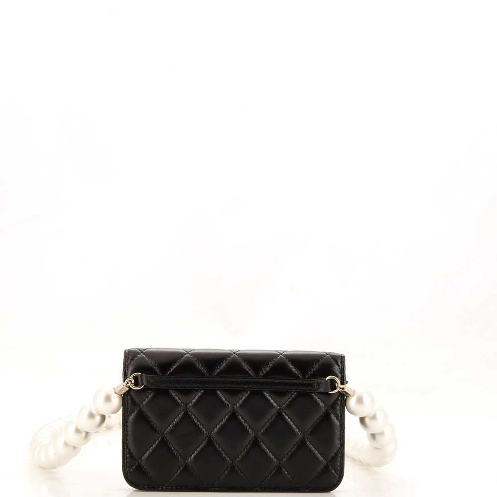 CHANEL Pearl Strap Clutch with Chain Quilted Calf… - image 3