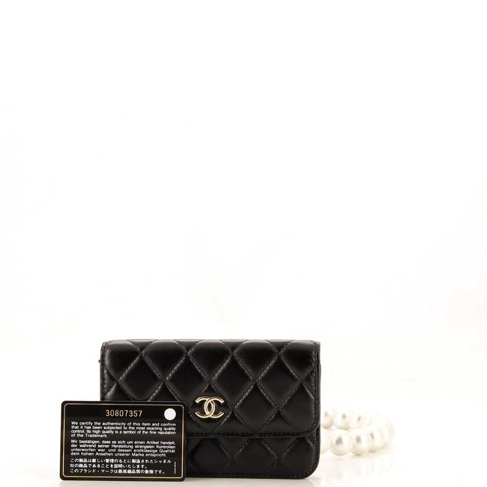 CHANEL Pearl Strap Clutch with Chain Quilted Calf… - image 5