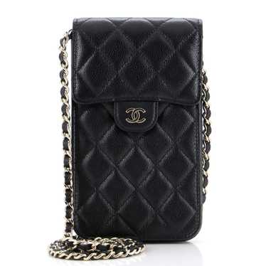 CHANEL CC Flap Phone Holder Crossbody Bag Quilted 