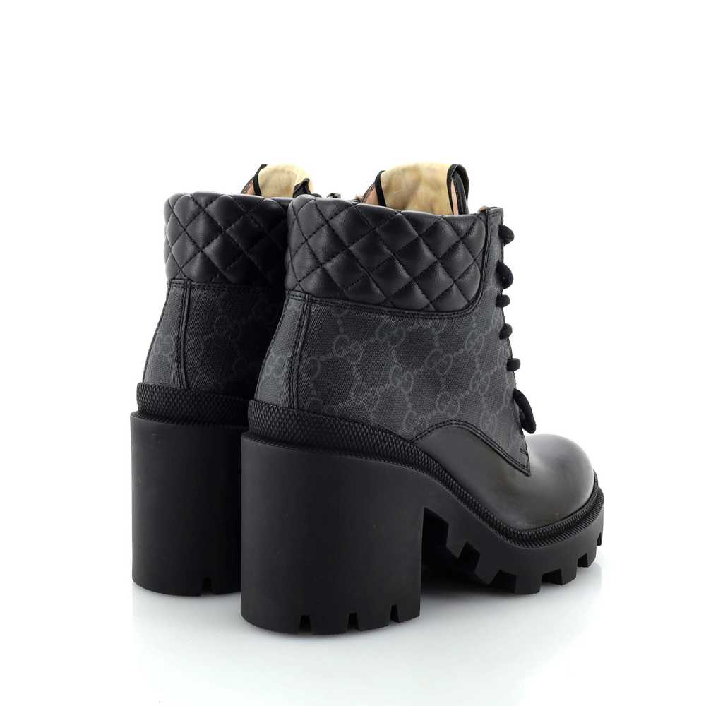 GUCCI Women's Lace Up Heeled Ankle Boots GG Coate… - image 3