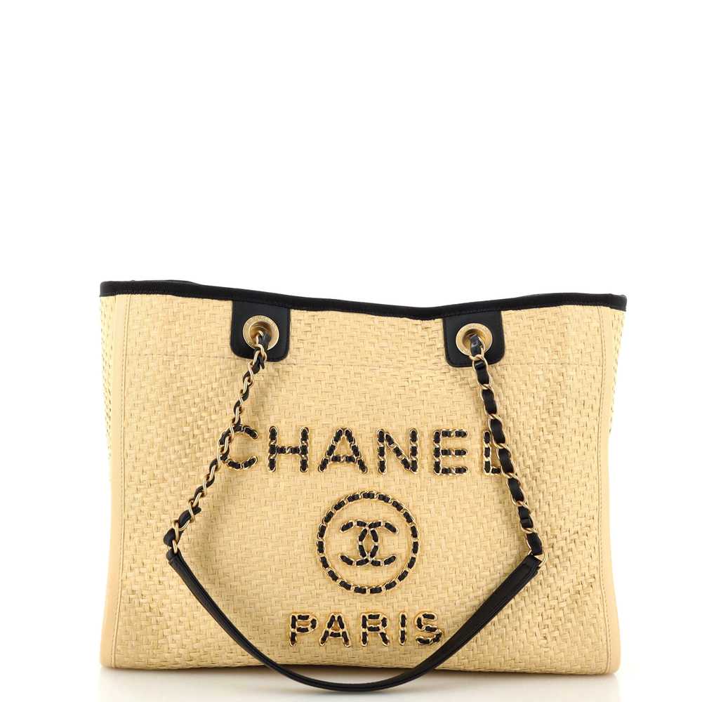 CHANEL Deauville Tote Straw with Chain Detail Sma… - image 1