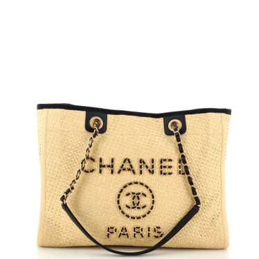 CHANEL Deauville Tote Straw with Chain Detail Sma… - image 1