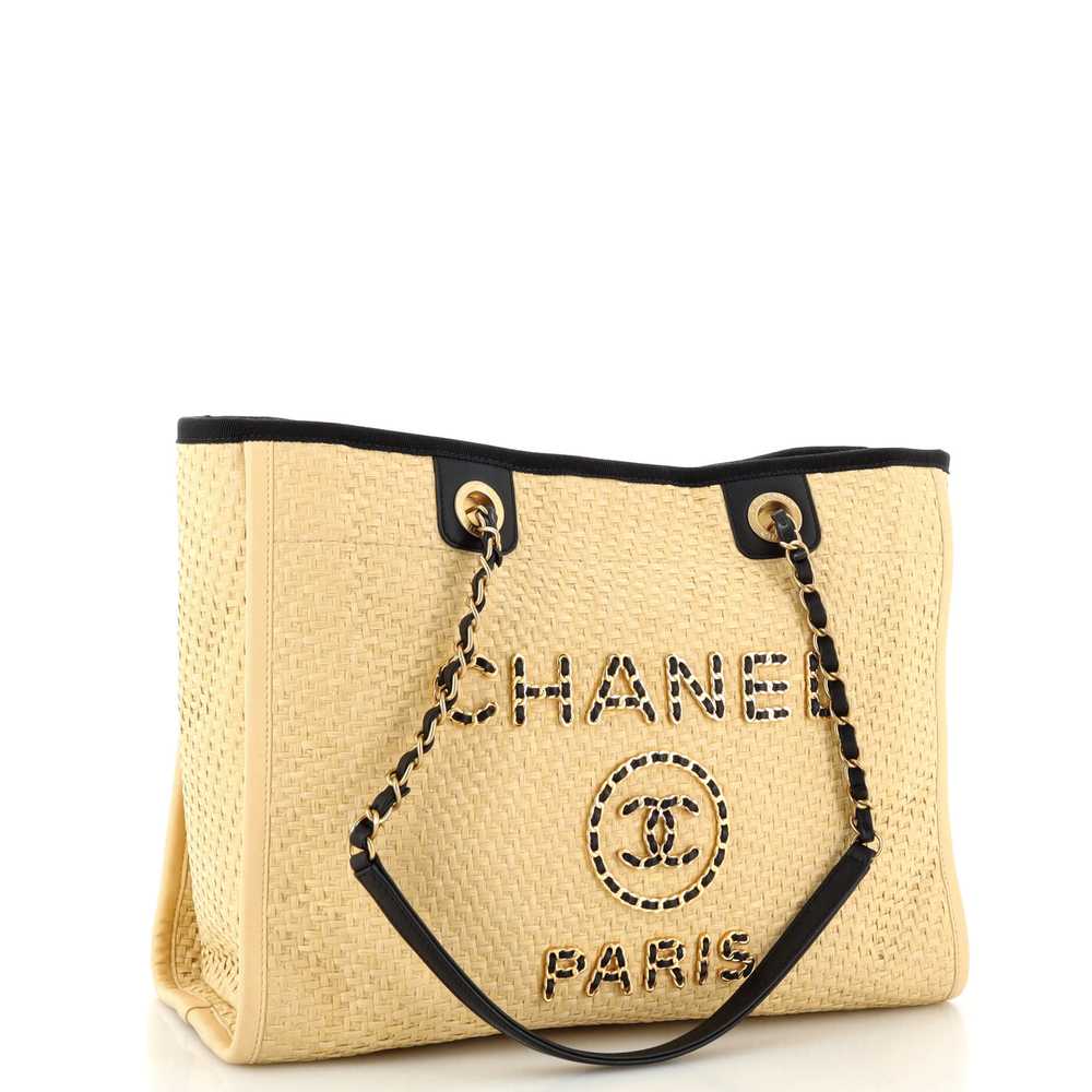 CHANEL Deauville Tote Straw with Chain Detail Sma… - image 3