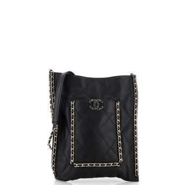 CHANEL Flat Shopping Bag Quilted Calfskin Small
