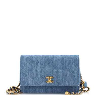 CHANEL Pearl Crush Wallet on Chain Quilted Denim - image 1