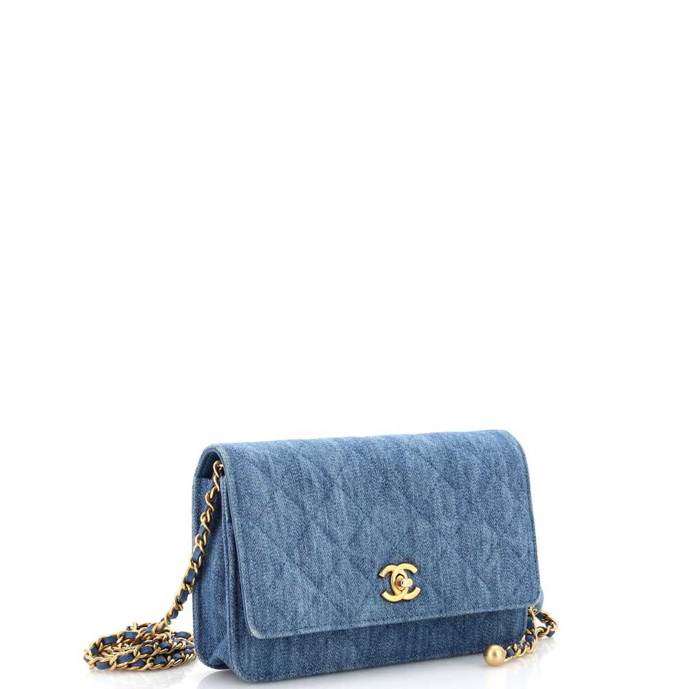 CHANEL Pearl Crush Wallet on Chain Quilted Denim - image 2