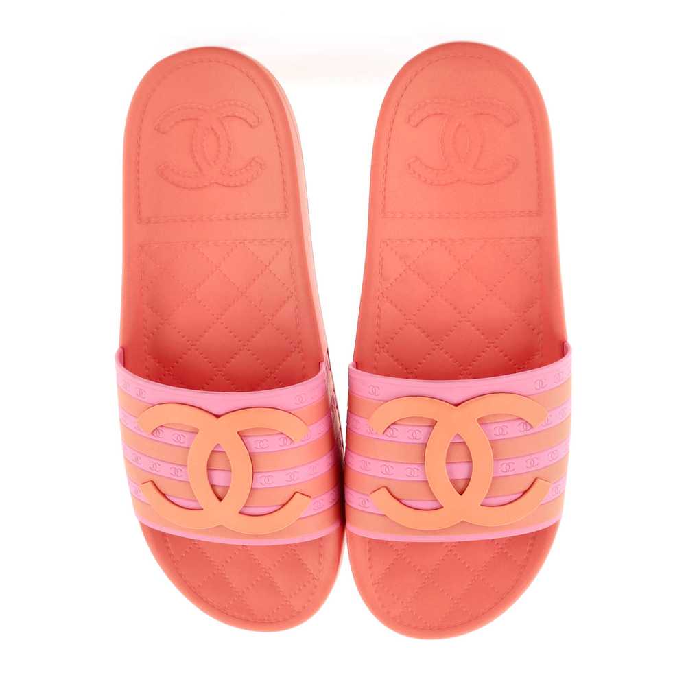 CHANEL Women's CC Flat Slide Sandals Rubber - image 2