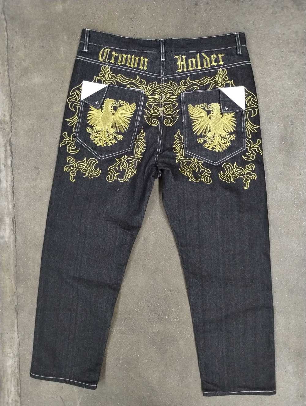 Japanese Brand Crown Holder Y2K Embroidered Denim - image 6