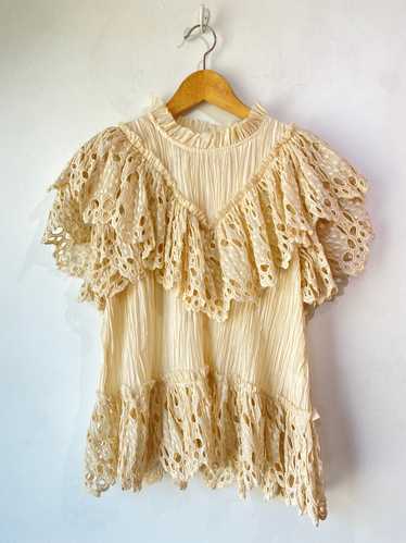 Sea New York Cream Eyelet Ruffle Top