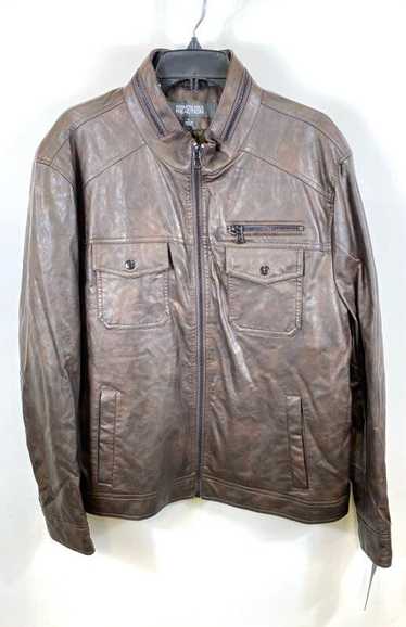 NWT Kenneth Cole Reaction Mens Brown Faux-Leather 