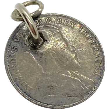 1902 Canada 5 Cent Sterling Silver Coin Charm - image 1