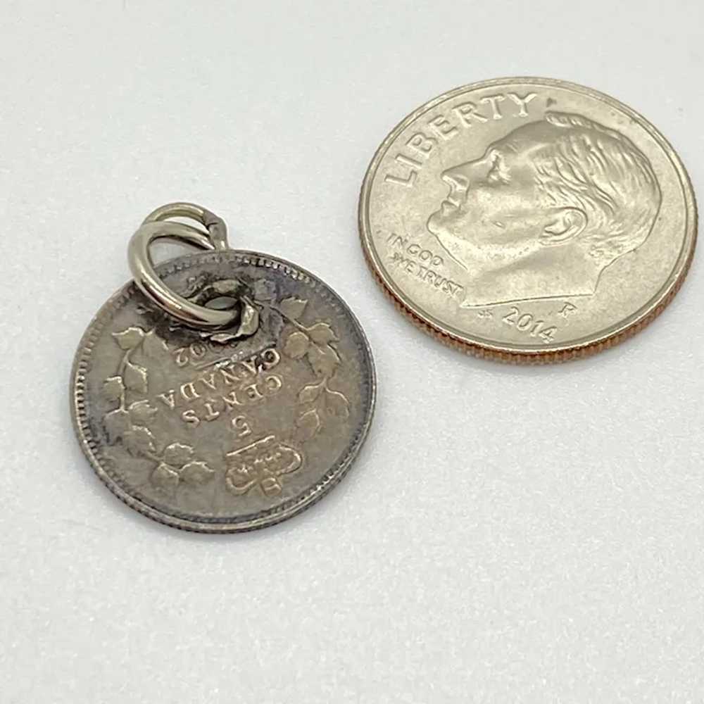 1902 Canada 5 Cent Sterling Silver Coin Charm - image 2