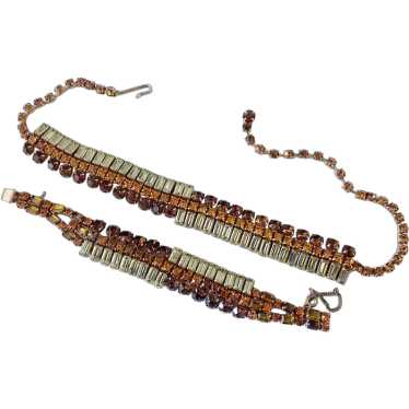 Art Deco-Style Baguette Crystal Necklace & Bracel… - image 1